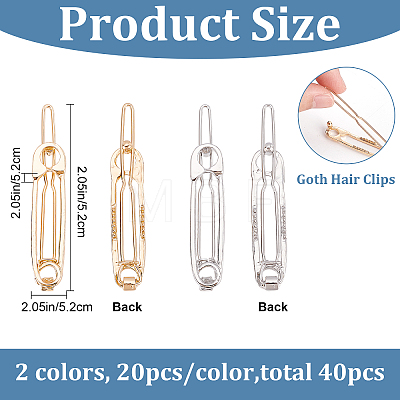40Pcs 2 Colors Zinc Alloy Hair Pin PHAR-CP0001-09-1