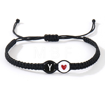 304 Stainless Steel Alphabet Beads Braided Bead Bracelets RY3090-51-1