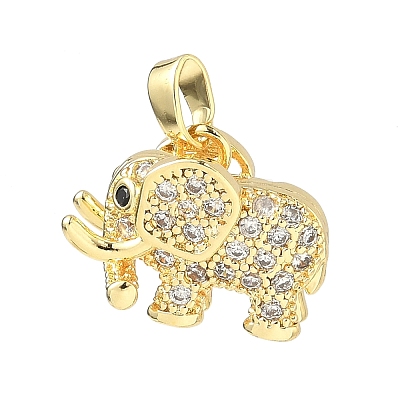 Brass Micro Pave Clear Cubic Zirconia Pendants KK-H254-11G-1