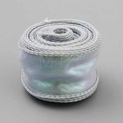10 Yards Polyester Iridescent Lace Ribbon OCOR-WH20001-12G-1