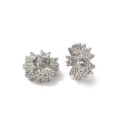 Flower Brass Clear Cubic Zirconia European Beads KK-D228-12P-1