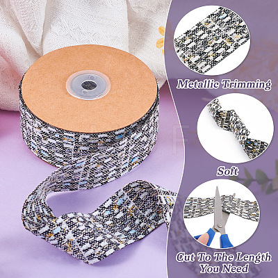 10 Yards Polyester Ribbon with Metallic Trimming OCOR-TAC0034-01-1