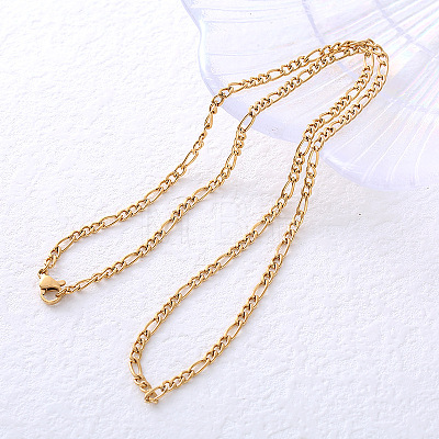 Stainless Steel Figaro Chain Necklaces for Men Women OB1269-1