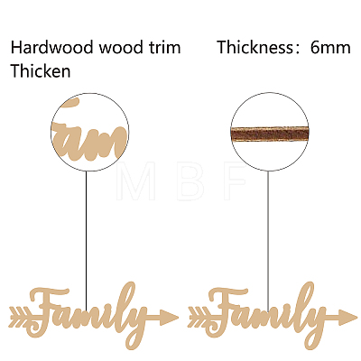 Word Family Laser Cut Unfinished Basswood Wall Decoration WOOD-WH0113-103-1