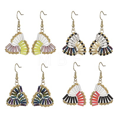 304 Stainless Steel with Glass Seed Beads Dangle Earrings EJEW-MZ00821-1