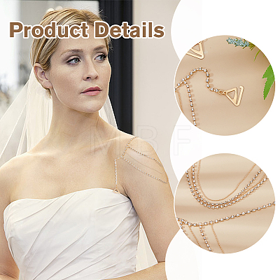 Alloy & Iron Crystal Rhinestone Tassel Sexy Shoulder Bra Body Chains AJEW-WH0455-359G-1