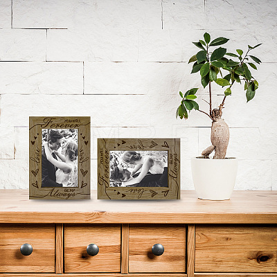 Natural Wood Word Forever Photo Frames AJEW-WH0292-035-1