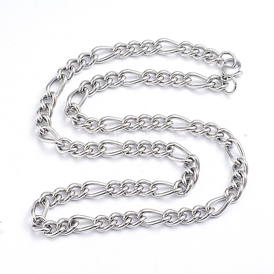 Unisex 304 Stainless Steel Figaro Chain Necklaces NJEW-L173-004-P-1