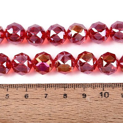 Electroplate Transparent Glass Beads Strands EGLA-ZX001-01A-05-1