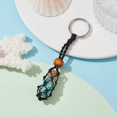 Synthetic Turquoise Wishing Bottle Keychain KEYC-JKC00726-01-1