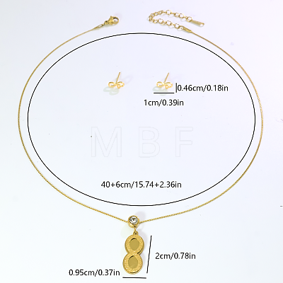Stainless Steel Number 8-shaped Pendant Necklace & Stud Earrings Sets for Women Daily Casual and Party OF1174-1