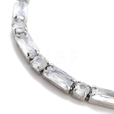 Brass Pave Clear Cubic Zirconia Rectangle & Flat Round Slider Bracelets BJEW-B094-01P-1