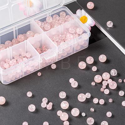 340Pcs 4 Sizes Natural Rose Quartz Beads Strands G-LS0001-13-1