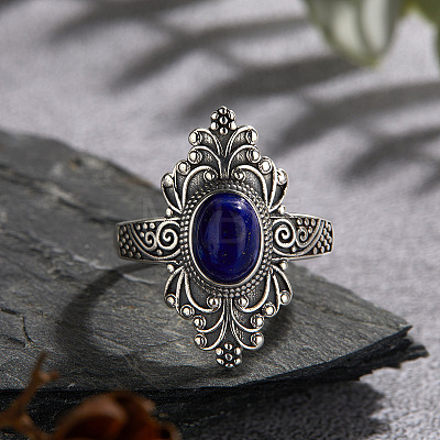 925 Sterling Silver with Natural Lapis Lazuli Finger Rings WGB2E64-12-1