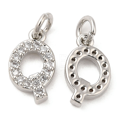 Brass Micro Pave Grade AAA Cubic Zirconia Charms ZIRC-P067-11P-Q-NR-1