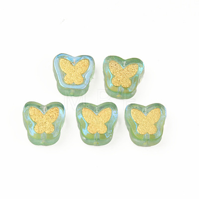 Electroplate Transparent Handmade Lampwork Beads LAMP-Q032-04B-1