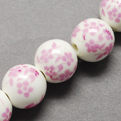 Handmade Printed Porcelain Beads X-PORC-Q201-6mm-3-1
