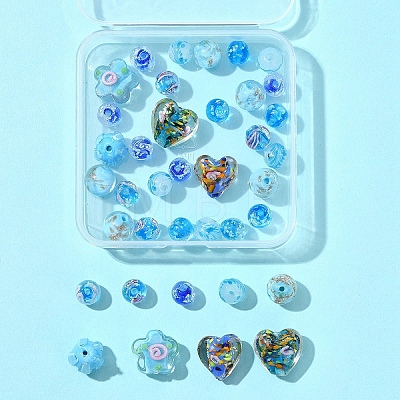 38Pcs Handmade Bumpy Glass Beads LAMP-FS0001-40-1