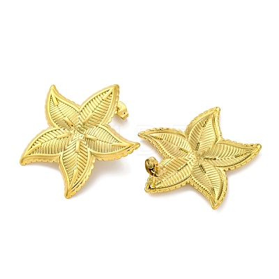 Ion Plating(IP) 304 Stainless Steel Starfish Stud Earrings EJEW-D281-22G-1