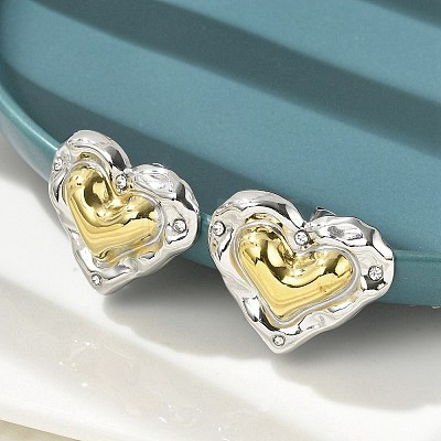 304 Stainless Steel Two Tone Stud Earrings EJEW-A124-01A-1