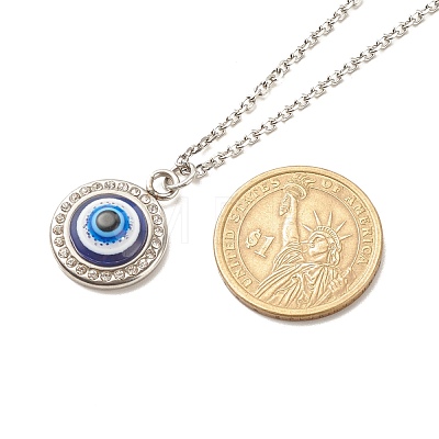 Stainless Steel Evil Eye Pendant Necklace for Women NJEW-JN03893-1