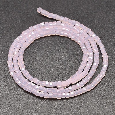 Faceted Cube Imitation Jade Glass Beads Strands EGLA-J133-A02-1