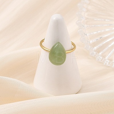 Natural Green Aventurine/Lapis Lazuli/Tiger Eye/Rose Quartz  Cuff Open Rings RJEW-JR01105-1