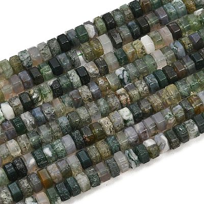 Natural Moss Agate Beads Strands G-G317-A26-3X6MM-1