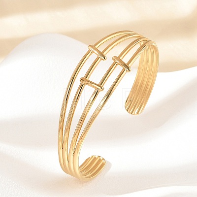 304 Stainless Steel Cuff Bangles for Women BJEW-B120-01G-02-1