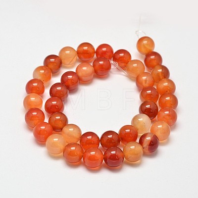 Round Natural Red Agate Bead Strands G-M257-10mm-26-1
