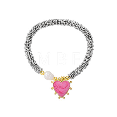 Brass Enamel Heart Charm Bracelets FS-WGFECDF-03-1