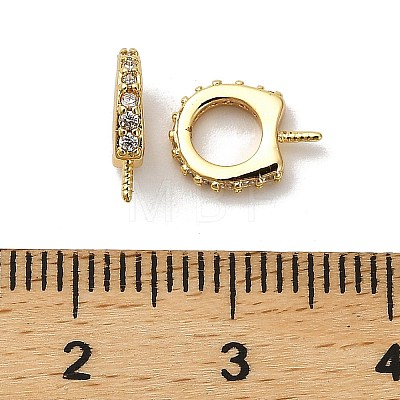 Horse Shoes Rack Plating Brass Micro Pave Cubic Zirconia Pendant Bails KK-S397-07D-1