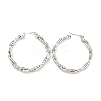 304 Stainless Steel Twist Ring Hoop Earrings for Women EJEW-U022-14P-1