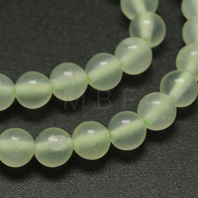 Natural New Jade Stone Round Bead Strands G-O039-16-4mm-1