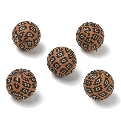 Coffee Theme Printed Silicone Beads SL-CBACE28-02A-1