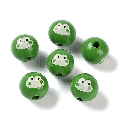 Animal Themes Printed Wood European Beads WOOD-M013-01F-1