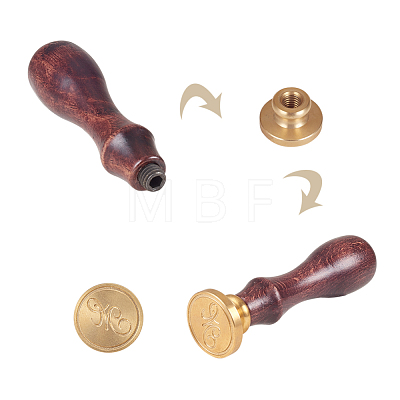 DIY Letter Scrapbook Brass Wax Seal Stamps and Wood Handle AJEW-P068-C03-1