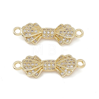 Brass Micro Pave Clear Cubic Zirconia Connector Charms KK-E068-VB394-1