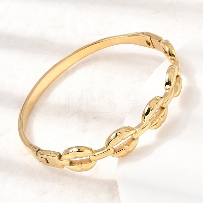 304 Stainless Steel Oval Ring Hinged Cuff Bangles for Women SA-CBAF851-07G-1