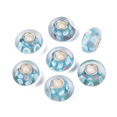 Handmade Lampwork & Brass Core European Beads LAMP-N044-10S-01-1