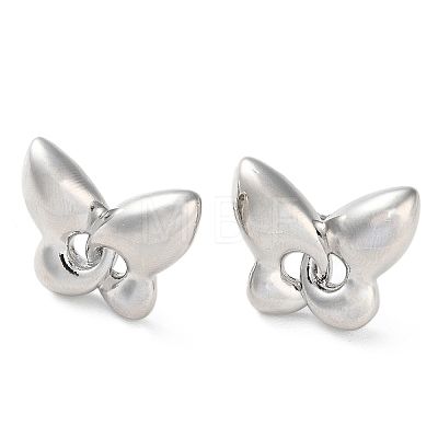 Butterfly Rack Plating Brass Stud Earrings for Women EJEW-A045-03P-1