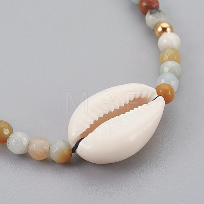 Natural Flower Amazonite Braided Bead Bracelets BJEW-JB04079-01-1