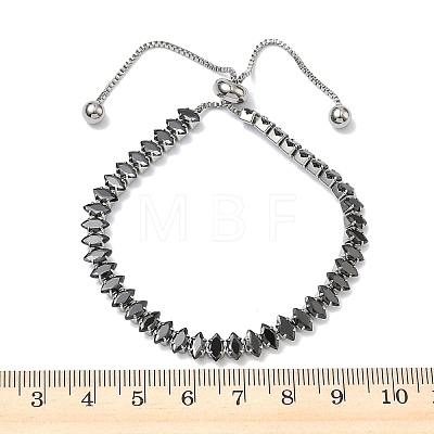 304 Stainless Steel Pave Horse Eye Jet Rhinestone Slider Bracelets for Women BJEW-G779-01P-1
