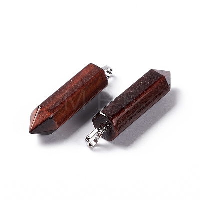 Natural Tiger Eye Double Terminated Pointed Pendants G-G926-01P-15-1