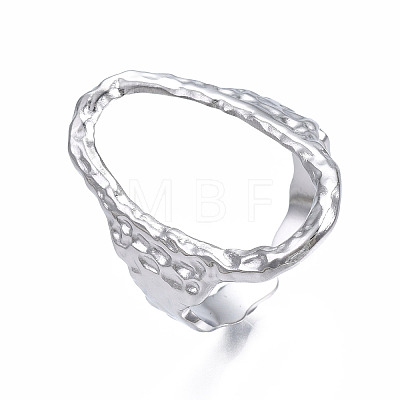 Non-Tarnish 304 Stainless Steel Oval Open Cuff Ring X-RJEW-T023-91P-1