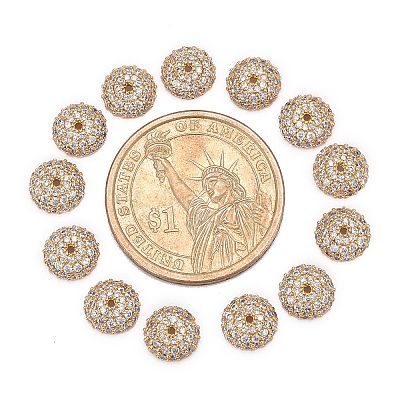 Apetalous Half Round/Dome Brass Micro Pave Cubic Zirconia Bead Caps X-ZIRC-D062-G-1