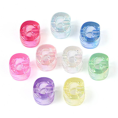 UV Plating Transparent Acrylic European Beads OACR-M027-02G-1
