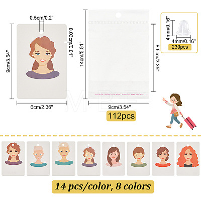   112Pcs Rectangle with Girl Pattern Paper Earring Display Cards DIY-PH0013-45-1