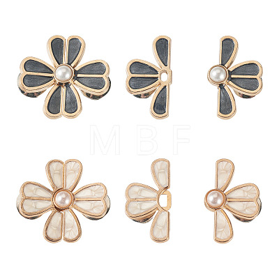 4Pcs 2 Colors Flower Alloy Enamel Adjustable Jean Button Pins DIY-TA0014-92-1