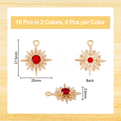16Pcs 2 Colors Brass Micro Pave Cubic Zirconia Pendants KK-DC0003-35-1